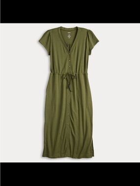 Sonoma Button-Front Midi T-Shirt Dress (Tie Waist)